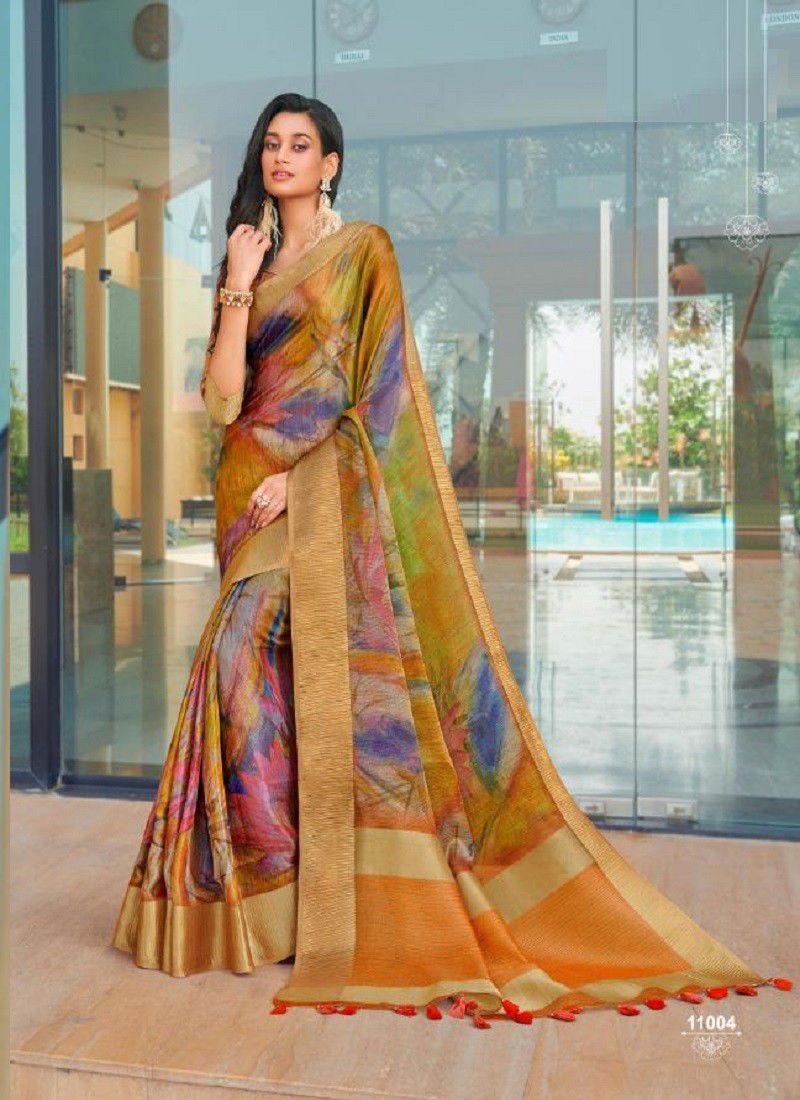 Yellow Colour Chapai Vol 6 Joh Rivaj New Latest Printed Ethnic Wear Chapa Silk Saree Collection 11004